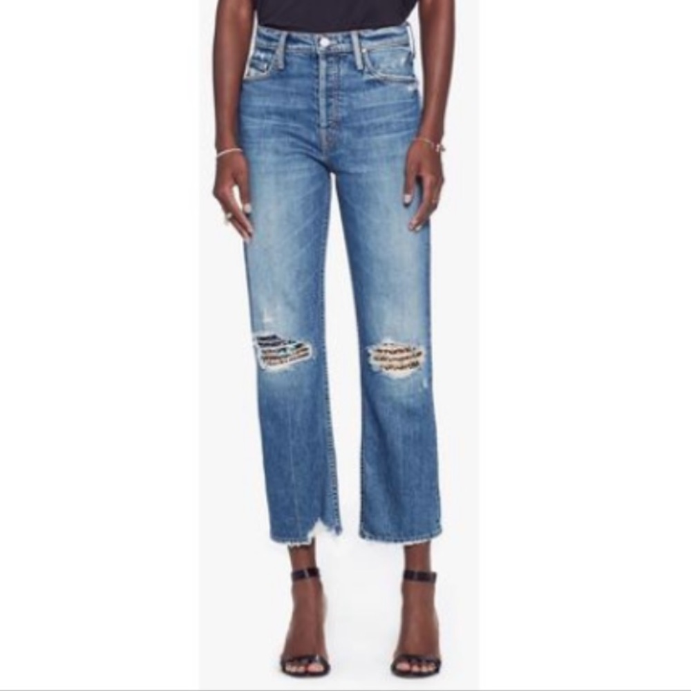 MOTHER Tomcat Embellished Cropped Jeans. Size 26